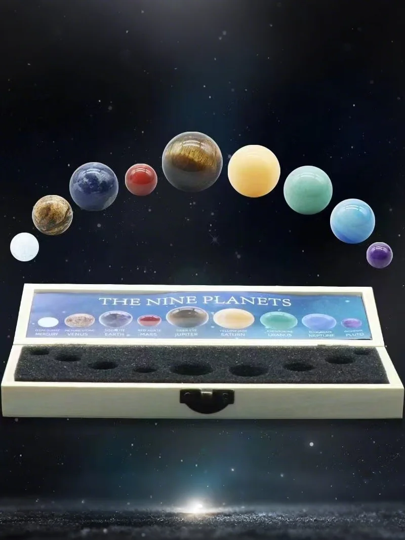 Enlightenment Crystal Carved with Nine Planets Ideal Educational Tool for Kids Aesthetic Home Decor Crystal Sculpture
