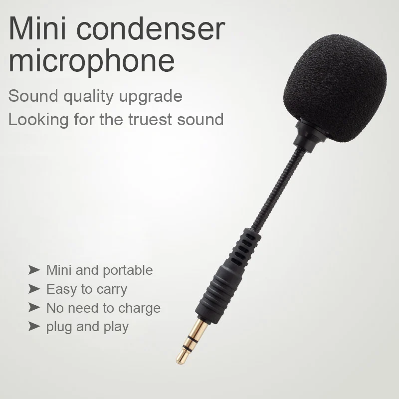 Microfono universale flessibile da 3.5mm Mini vivavoce portatile con Clip sul microfono Audio per telefono cellulare/Computer/fotocamera SLR