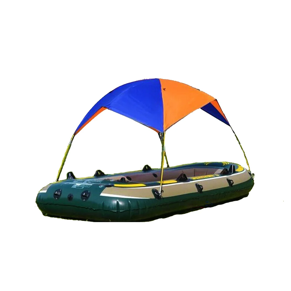 Kayak Awning Sturdy 2 Person Boat Kayak Canopy Awning Waterproof Sun Shade Shelter Tent with Support Rods Blue and Orange