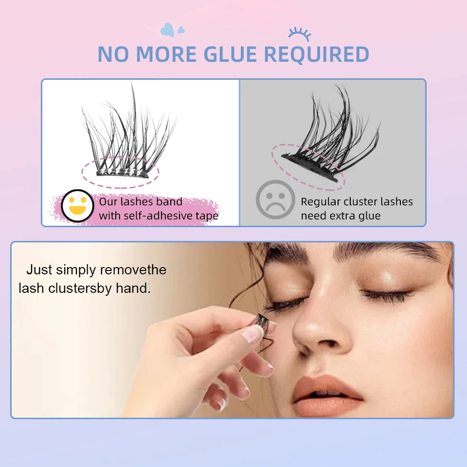 Cluster Self  Adhesive No Glue Needed Eyelashes Manga Lashes High Capacity Reusable Individual Lashes Makeup Tools Cils DIY Lash
