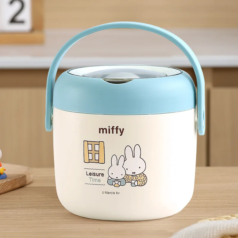 

Miffy Rabbit Insulated Lunch Box Kawaii Miffy Cartoon 304 Stainless Steel Student Comes with Meal Double Layered Lunch Box