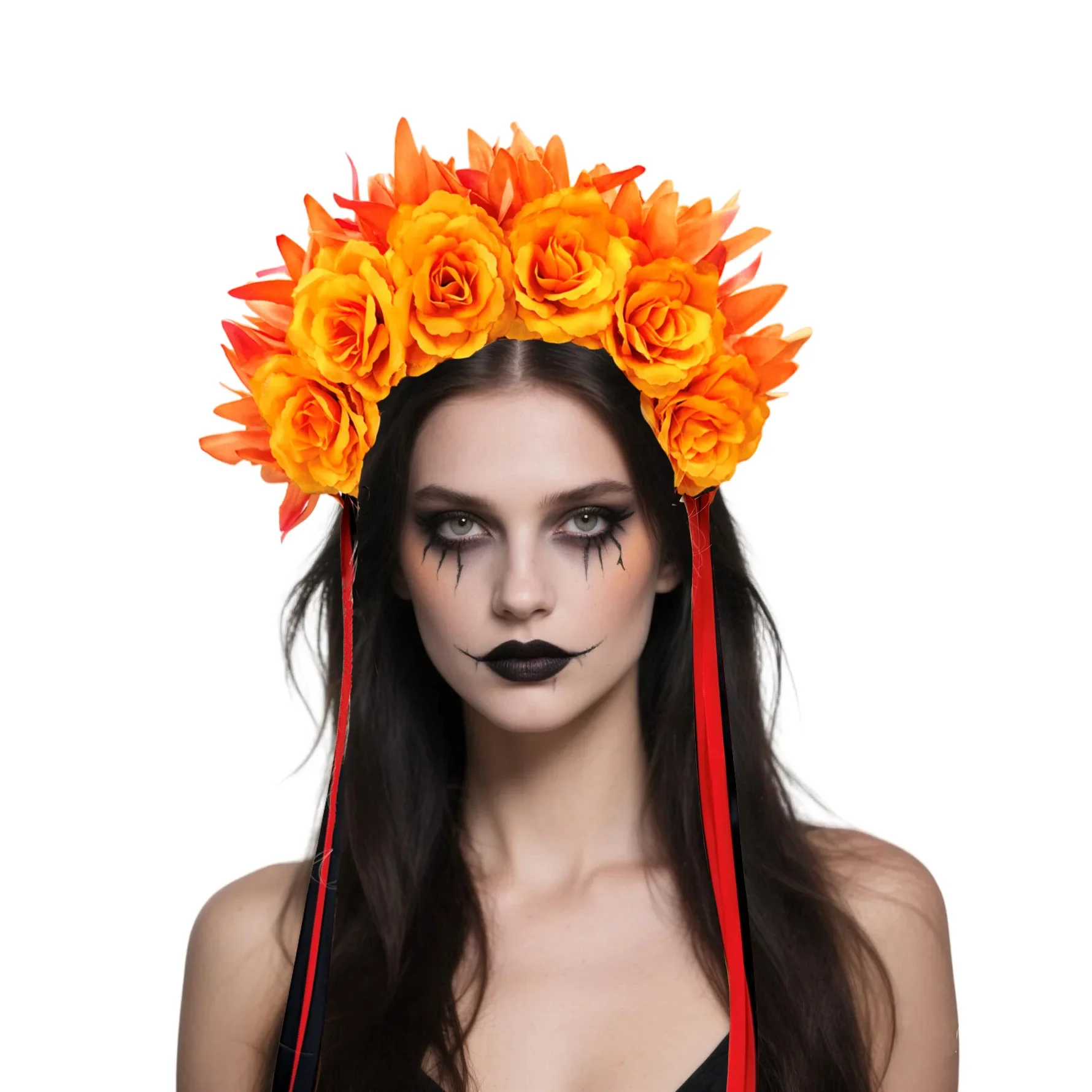 

Women Girls Party Halloween Christmas Mexican Rose Flower Crown Headband Easter Mardi Gras Headpiece Cosplay