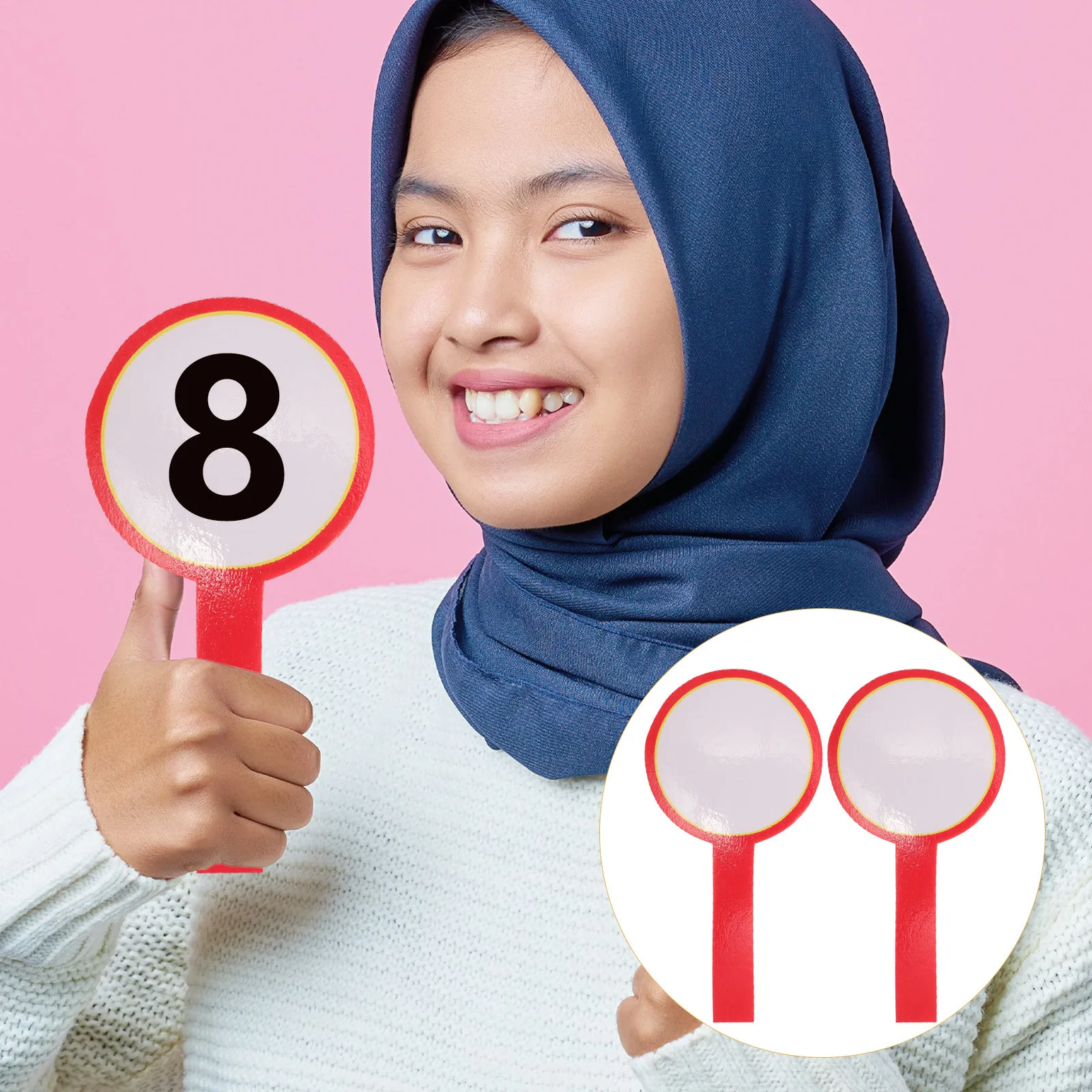 

2Pcs Double Side Whiteboard Paddle Reusable Dry Erase Handheld Board for Scoring Voting Auctions Competitions Classroom Training