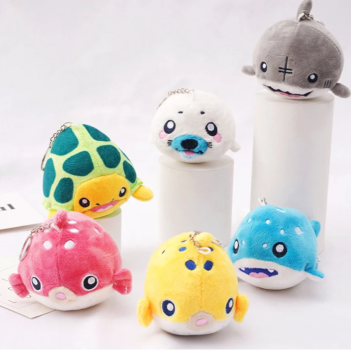 

10CM Kawaii Cute Marine Life Anime Whale Dolphin Plush Toys Stuffed Animal Key Chain Doll Among Us Toys For Children