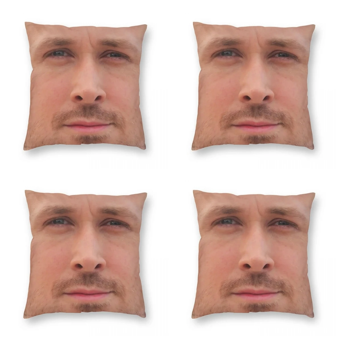 Set of 4 - Ryan Gosling Face printing Square Pillowcase Polyester  Pattern Zip Decor Pillow Case Home Cushion Cover 45cm 18Inch