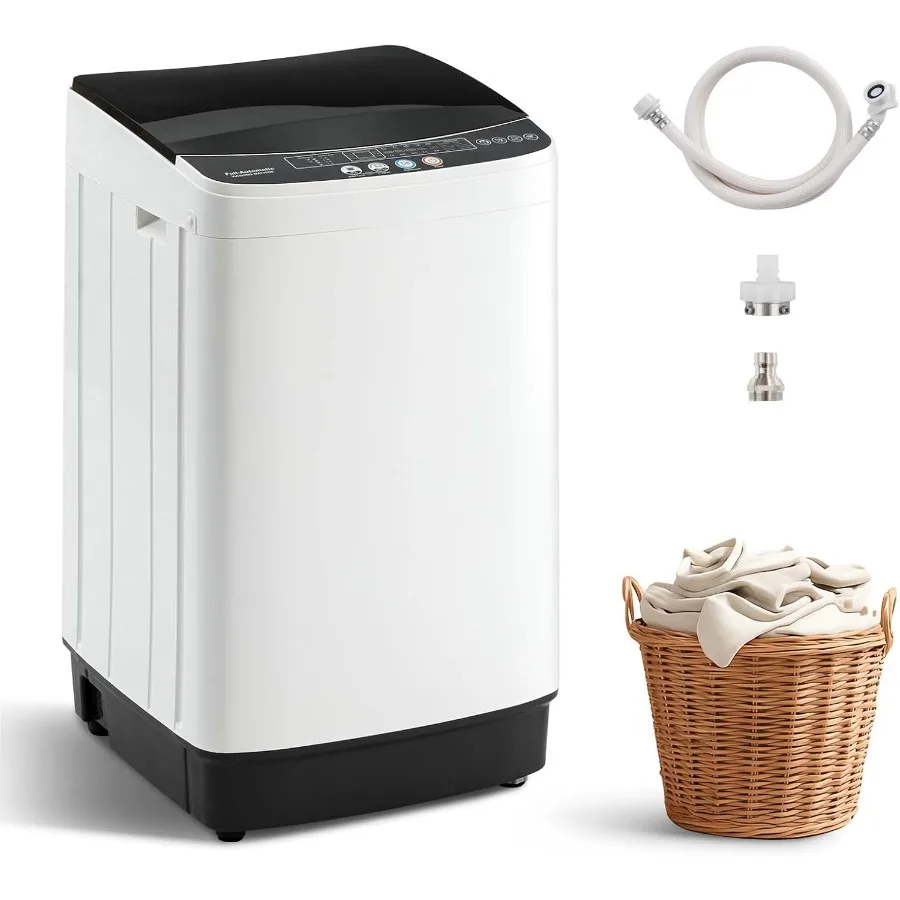 Lavatrice compatta completamente automatica da 16 libbre 2in1 Lavaggio e rotazione con 10 programmi Controllo intelligente Blocco bambini Avviamento con ritardo 24 ore