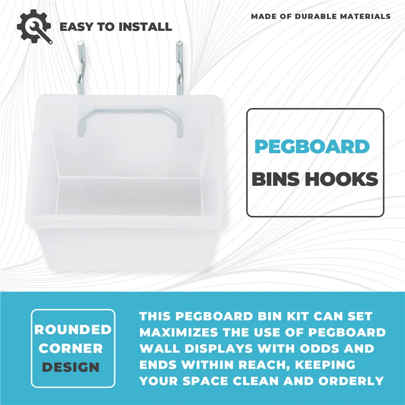 

ABUF-Pegboard Clear Bins, Pegboard Bins Hooks, DIY Pegboard Accessories, Workbench Small Bins Fit 1/4 -1/8 Peg Board