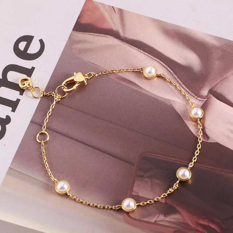 KS European and American New Retro Elegant Exquisite Simple Temperament Single Pearl Multi-pendant Gentle Bracelet