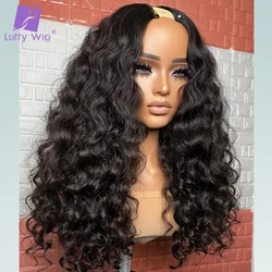 180 Плотность парик из человеческих волос Кудрявые бразильские волосы Remy VPart парики без оставления средней части U-образные парики без клея для черных женщин LUFFY