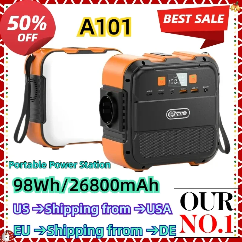 

For Mobile Power Supply Portable Power Station 98Wh/26800mAh Solar Generators 120W Battery Power Bank Storage Emergency Lighting