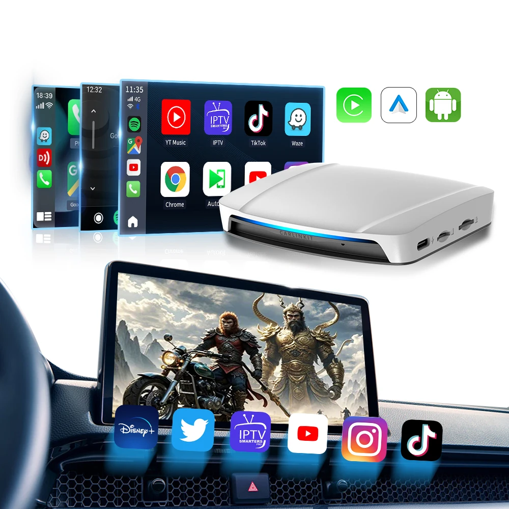 Carlinkit Box Uhd Hdmi 128GB SM6225 Carplay Ai Box Wireless  Android Auto Carplay Adapter Black Math  for Netflix youtube