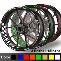 Reflective Motorcycle Wheel Stickers Hub Decal Rim Stripe 21/18 Inchs For YAMAHA Honda Kawasaki Suzuki BMW KTM Husqvarna Triumph