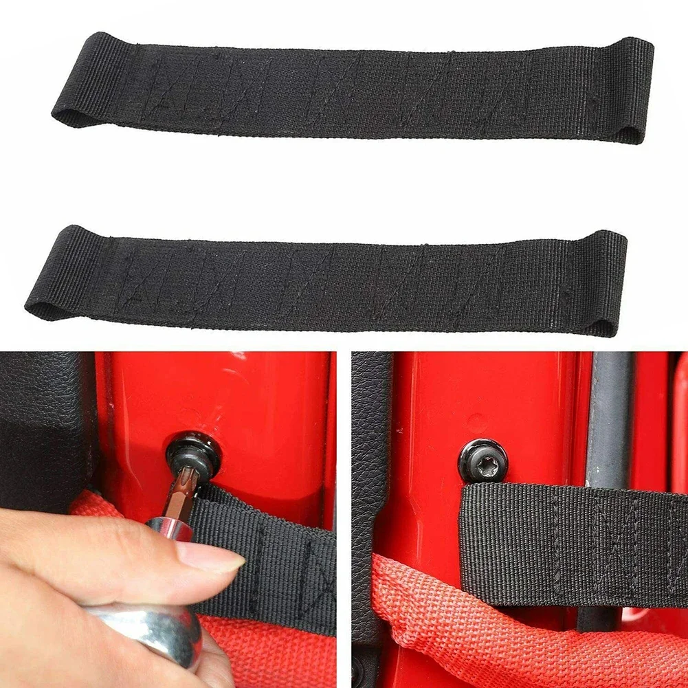 2PCS Car Accessories Black Heavy Duty Door Limiting Check Strap For Jeep Wrangler CJ YJ TJ JK Door Limiting Check Strap Tool