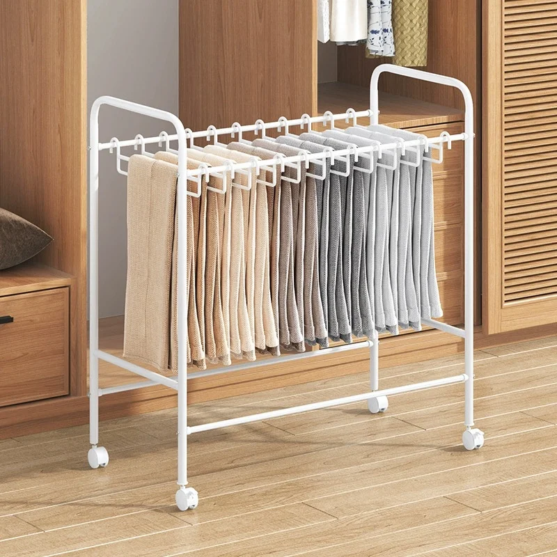 

Clothes Storage Rack Clothes Drying Rack Floor-standing Movable Multi-functional Storage Rack for Trousers Clothes Pratical