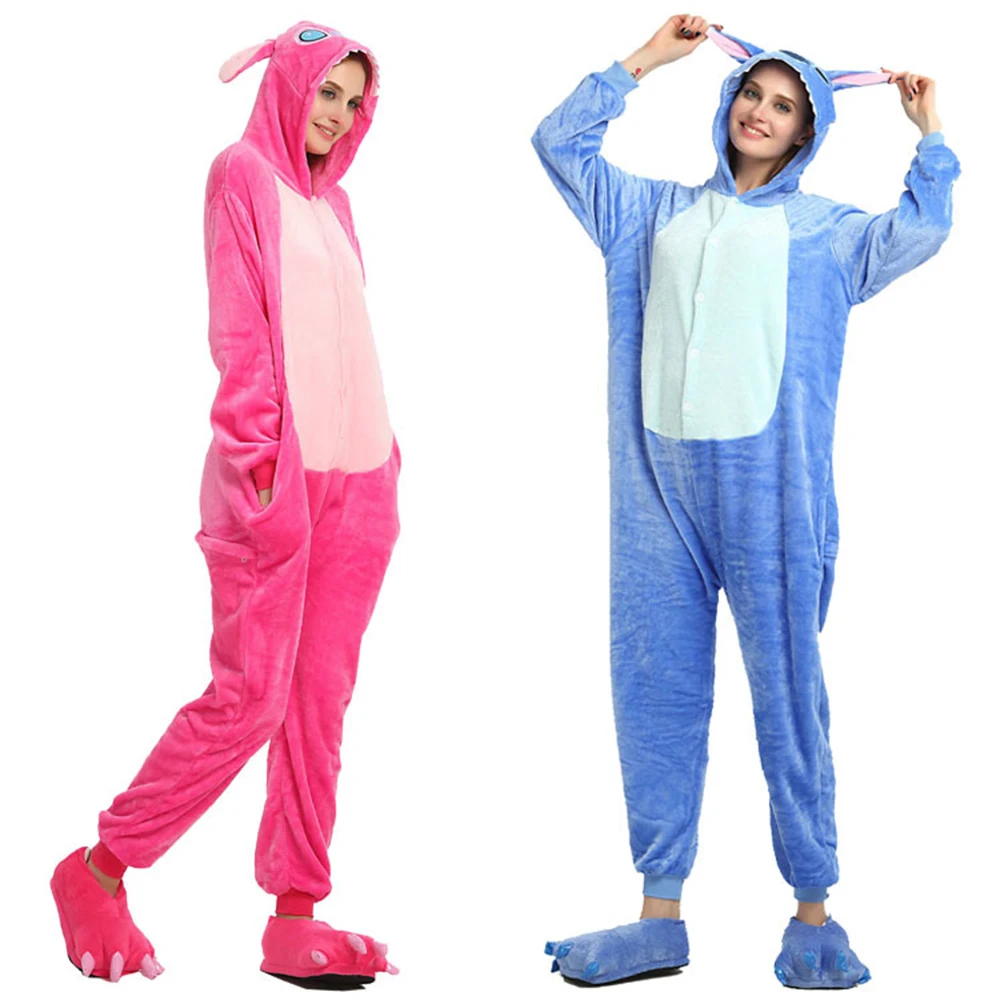 

Halloween Costume Kigurumi Onesie Couple Flannel Sleepwear Unisex Cartoon Animal Pajamas Cosplay Flannel Hooded Pyjama Women Men