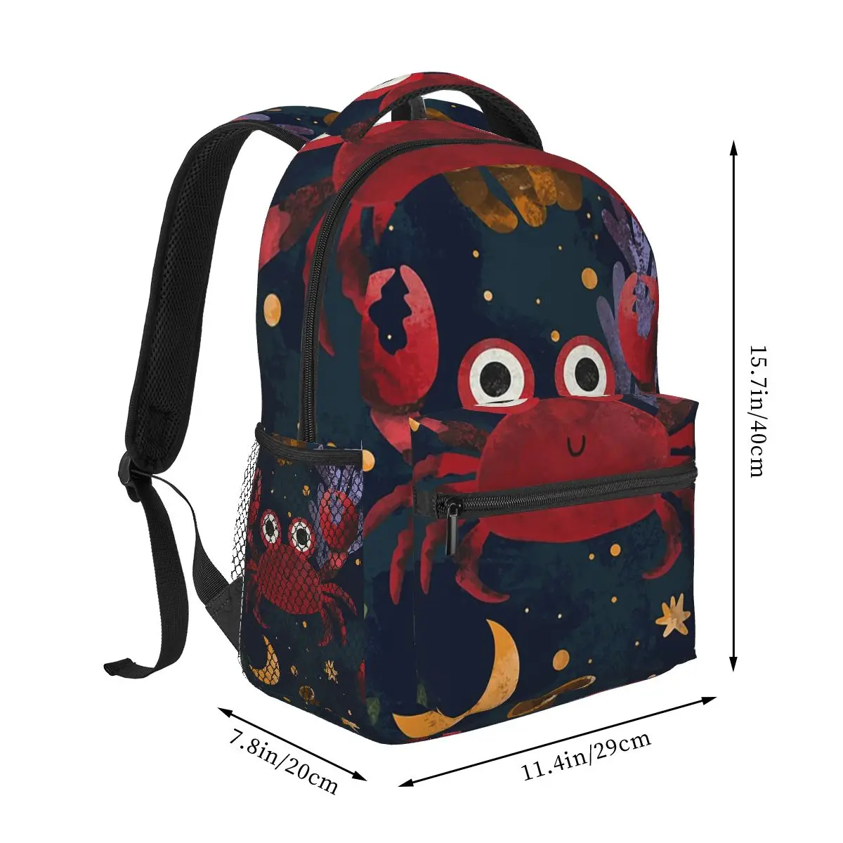 Red Crab And Sea Star Themed Student Backpack School Bag Hiking Travel Daypack for Men Women Fashion Bookbag Shoulder Bags