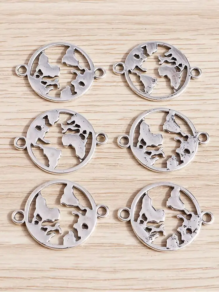 Tusember 20 Stück 19*26mm Metalllegierung Weltreise Weltkarte Anhänger DIY Halsketten Ohrringe für Handgemachte Schmuckherstellung Zubehör – Detail 1