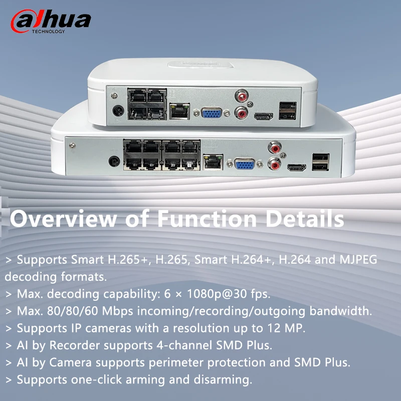 Dahua NVR2104-P-4KS3 4PoE NVR2108-8P-4KS3 4/8CH  8PoE Network Video Recorder IP Camera Security Monitor Support Onvif  P2P CCTV