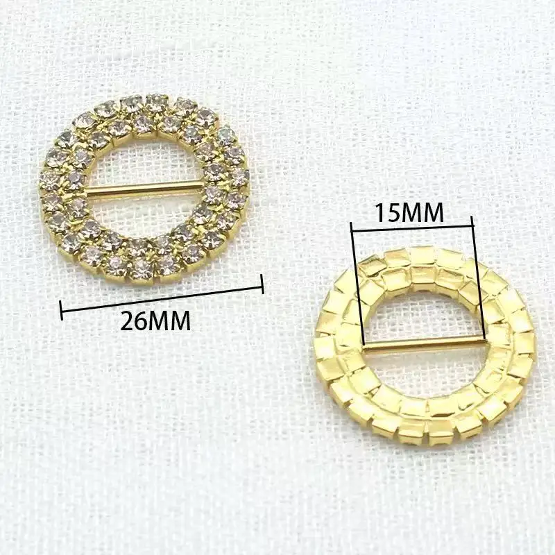 10pcs Round Diamante Rhinestone Buckle Chair Sash Ribbon Slider 15mm