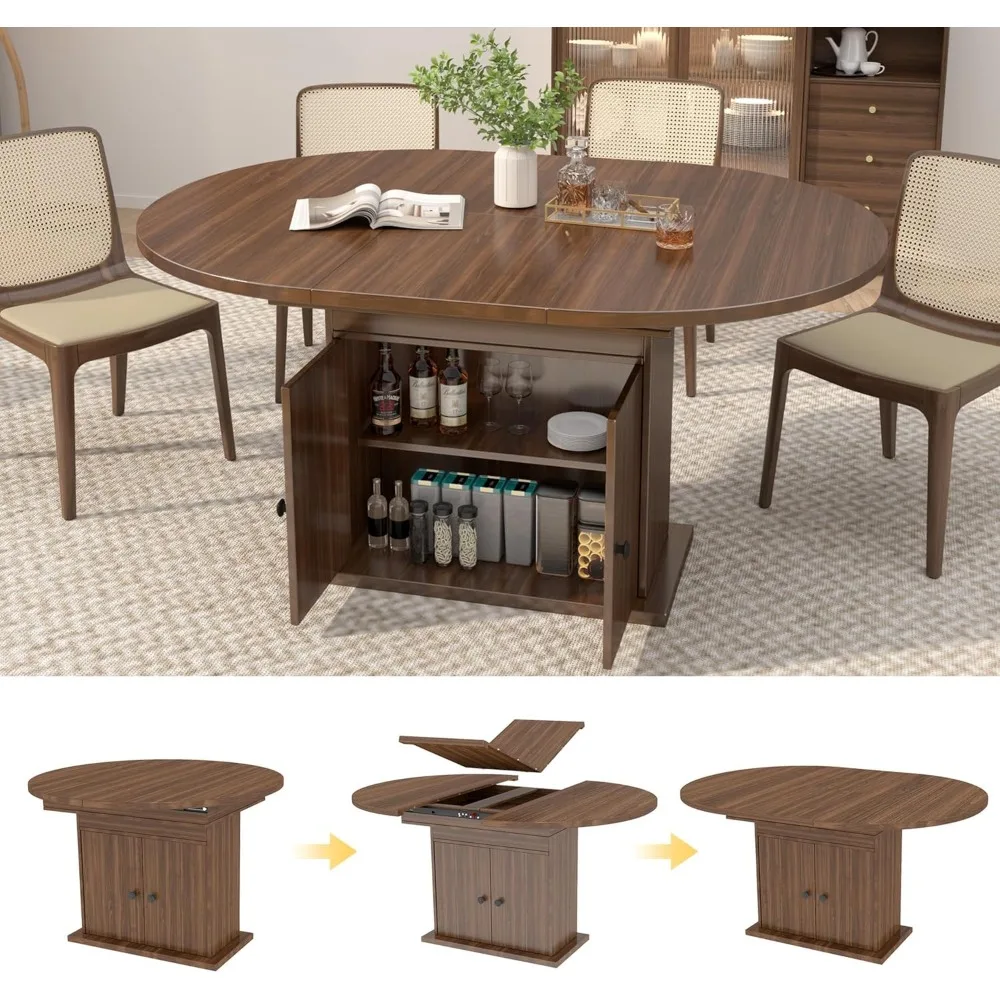Uitschuifbare ronde eettafel voor 4-8, moderne uitbreidbare ovale keukeneettafel, ruimtebesparende cirkel eetkamer