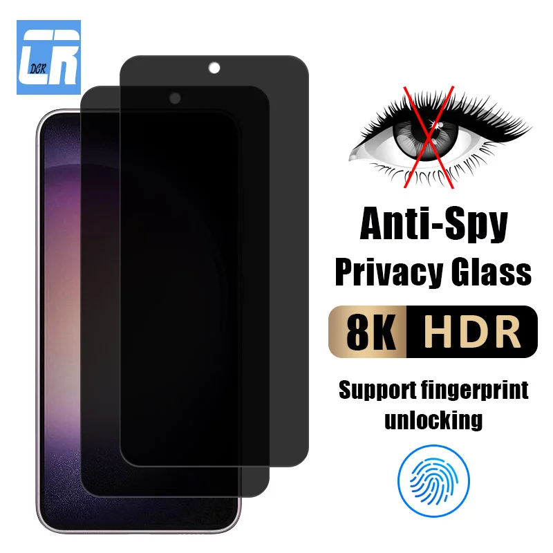 Anti-Spy Privacy Tempered Glass For Samsung Galaxy S23 S22 S21 Fingerprint Unlock Screen Protector For Samsung S24 Plus Note 20