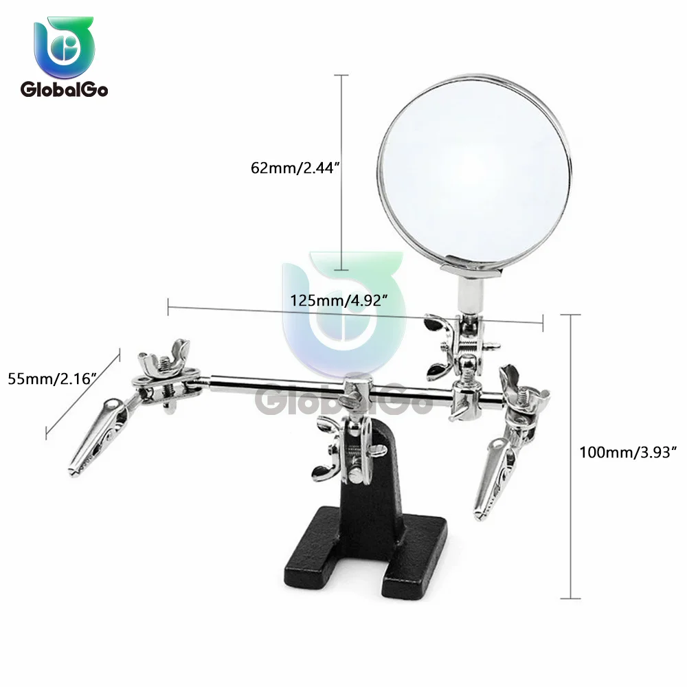 Welding Magnifying Glass 5X Lens Auxiliary Clip Loupe Desktop Magnifier Third Hand Soldering Repair Tool JM501