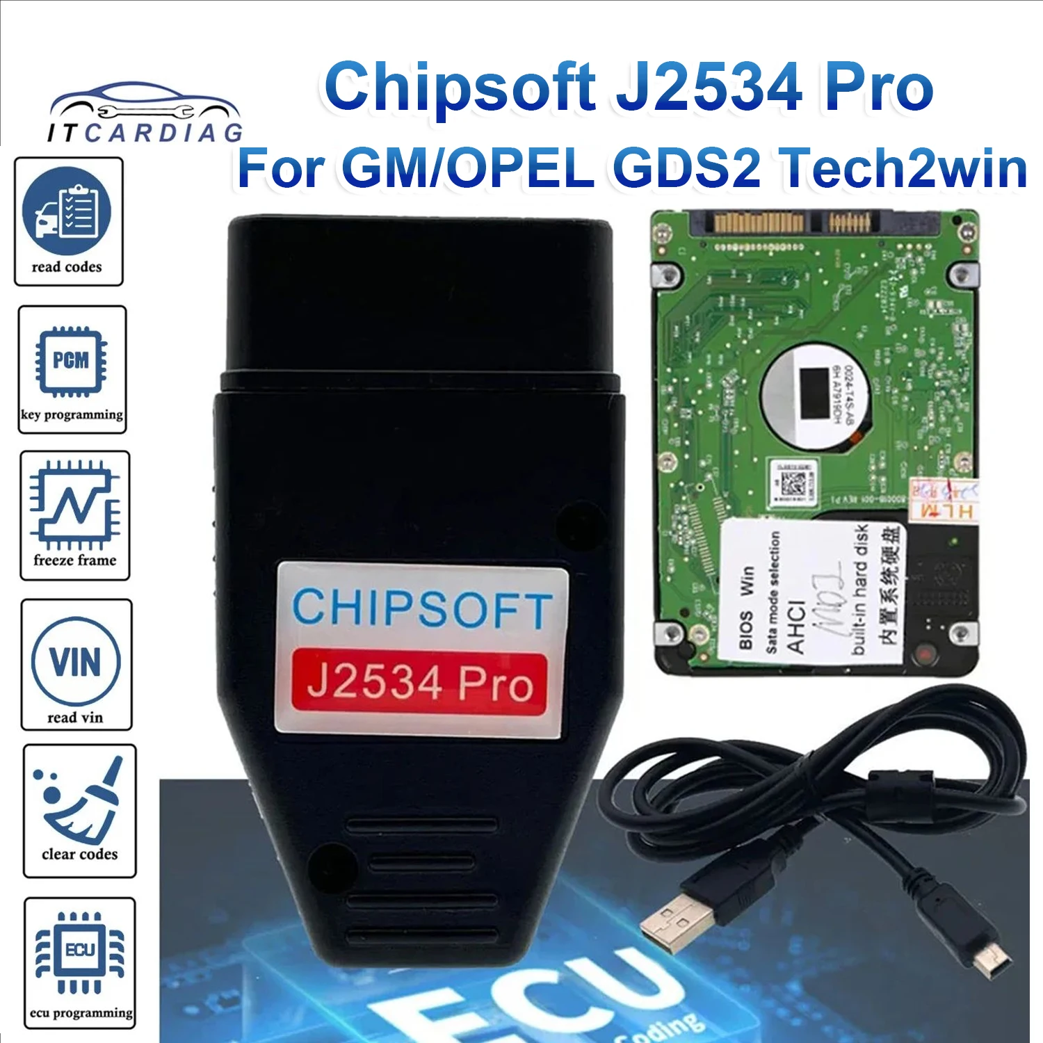 Chipsoft J2534 Pro GDS2 Scanner - for GM/OPEL Diagnostic Tool with HDD, ECU Tuning & Tech2WIN Support (V2023.2.1/16.02.24)