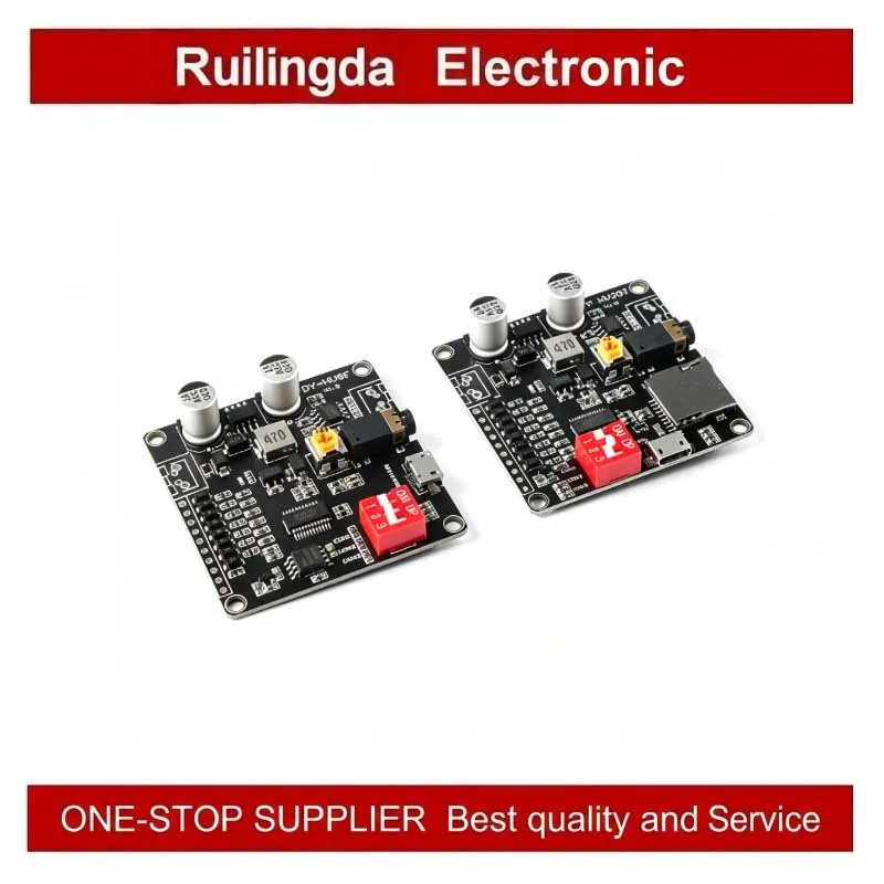 12/24V Voice Playback Module Triggered One-to-One Serial Port Control TF Card Storage 10/20W HV8FHV20T for Electronic Projects
