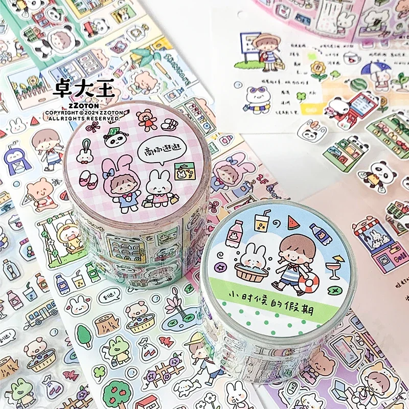 ZZOTON [Childhood Holiday Shopping Mall Shopping Die-cutting Tape] Sticker Roll Cute Element Graffiti