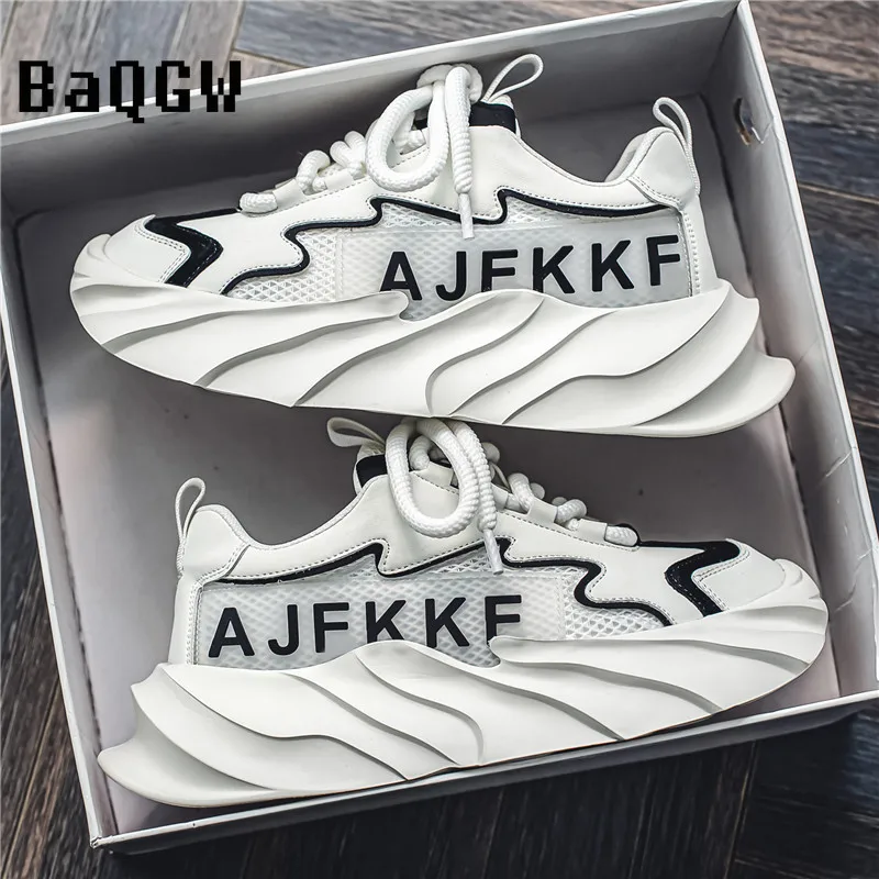 Chunky Sneaker Men Designer Running Shoes Fashion Casual Letter Patchwork Mesh Breathable Height Increased Flat Platform Shoes