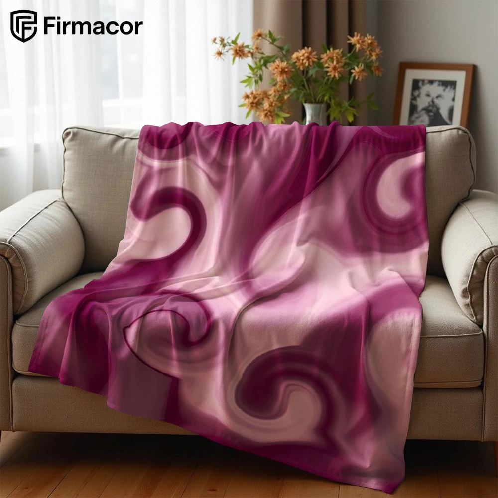 Burgundy Fluid Swirl Cartoon Anime Print Flannel Blanket Soft Warm Throw for Kids Bedroom Sofa Bed Christmas Office Car