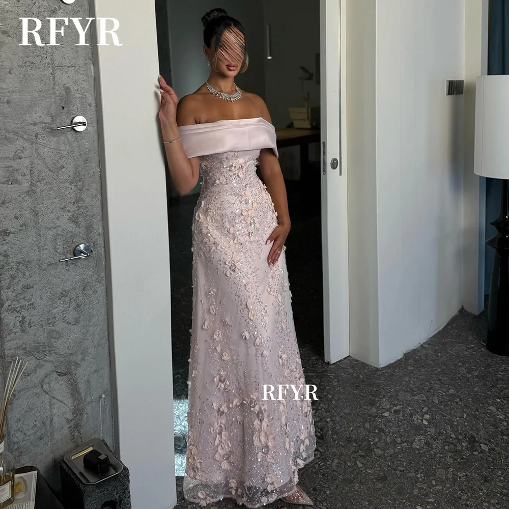 RFYR Schulterfreies Ballkleid, A-Linie, Partykleid, Spitzenapplikation, Prinzessinnenkleid, luxuriöses Abendkleid für arabische Frauen, individuell gestaltet