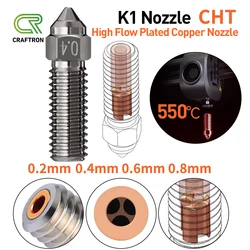 K1 CHT Nozzle Upgrade Plated Copper 0.2/0.4/0.6/0.8mm High Flow Clone CHT Dysze do Creality Ender 3 V3 KE K1/ K1 MAX CR-M4