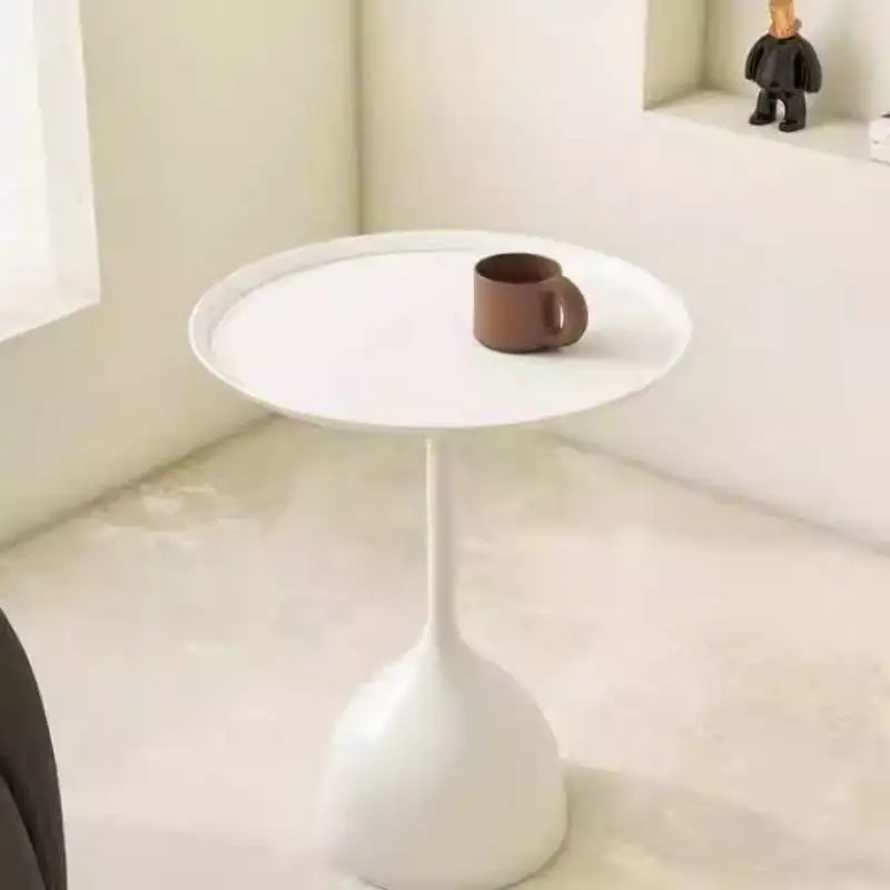 Meja Kopi Hitam Desainer Meja Kopi Sisi Bulat Mini Tinggi Multifungsi Furnitur Mesa De Centro Sala Lantai Mewah Rumah