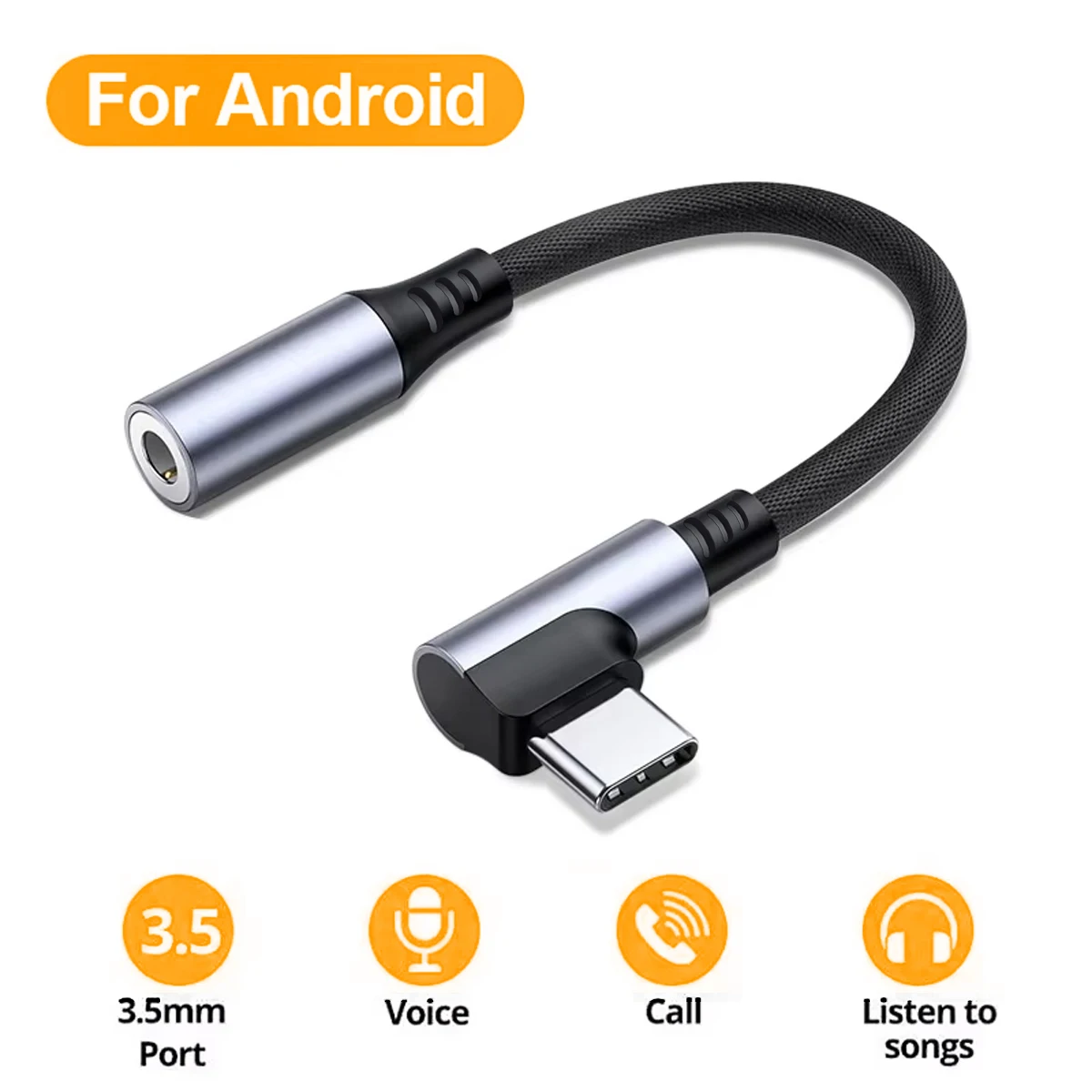 90 Degree Type-C to 3.5mm Headphone Jack Adapter, Type-C Aux Audio for iPhone 17 16 15 Pro Max for Samsung for xiaomi