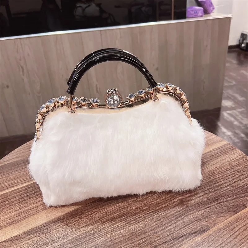 

Handbag Women's Bag New Autumn and Winter Fashion All-Matching Elegant Rabbit Fur Shoulder Crossbody Fur Large Capacity
