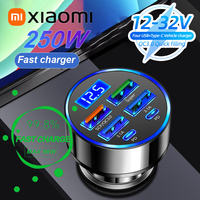 Xiaomi 250W Car Charger QC3.0 Fast Charge 6-in-1 Car Cigarette Lighter Plug 5 Port Car Charger Flash Charge with Digital Display