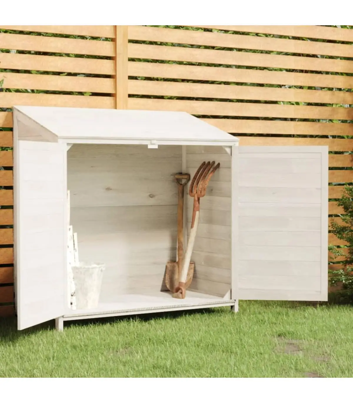 Garden shed shed solid fir wood White 102x52x112 cm