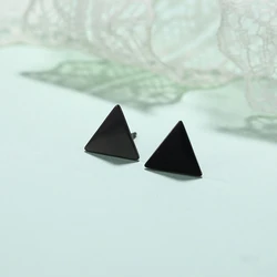 Fashion Cute Geometric Triangle Stud Earrings for Women Black Stainless Steel Earrings Men Punk Multi Ear Piercing Jewelry Mini