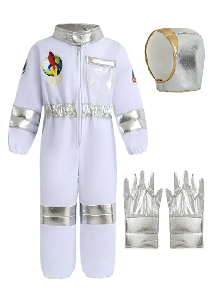Traje de astronauta para crianças, impressão Deluxe, traje espacial dos desenhos animados, bodysuit,