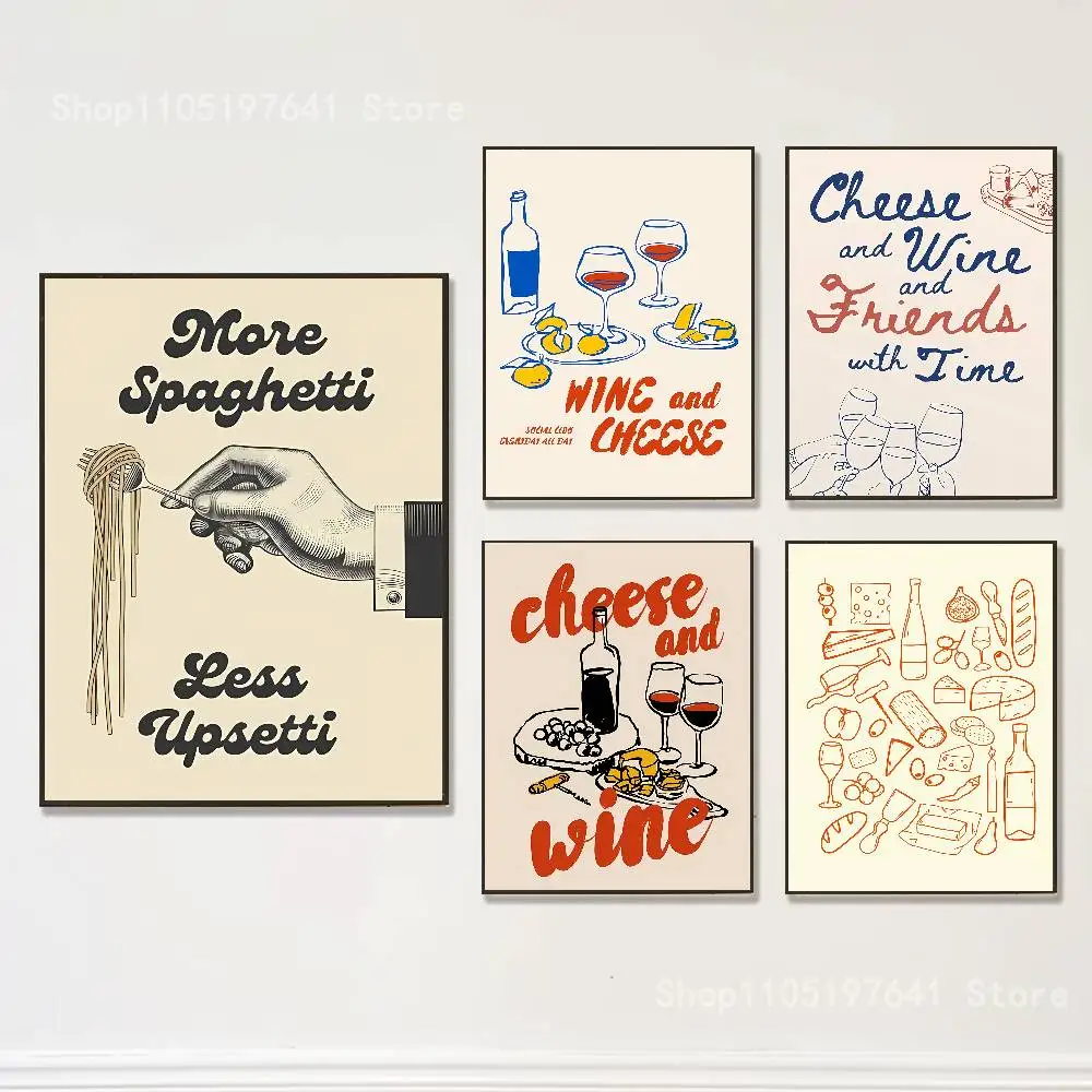 Постер с изображением вина и сыра для декора интерьеров