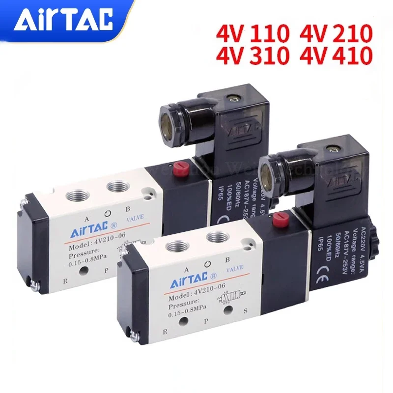 Airtac 4V210-08 24v Solenoid Valve electronmagnetic 4V210-08-10 24DC 4V410-15 4V110-06 AC220 DC12 AC24