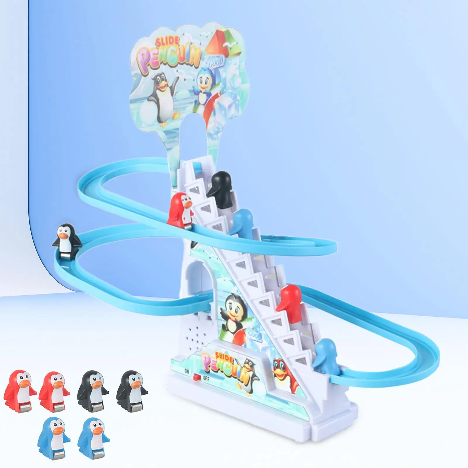 Penguin Climbing Stairs Toys Race Track Game Set for Girls Children Kids