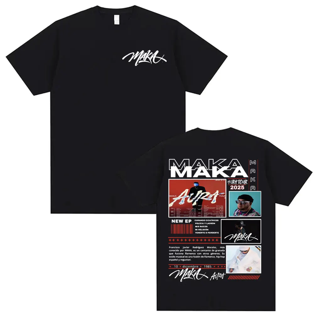 Rapper Maka Aura Tour Album 2025 T Shirts for Men Women Vintage Style Harajuku Street T-shirt Casual High Quality Cotton T Shirt image 3