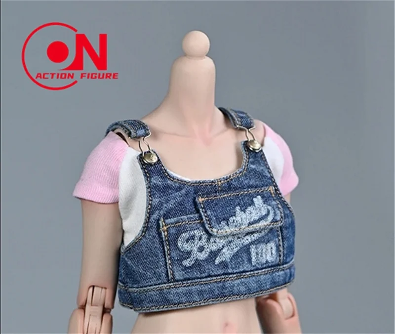 1/6 Schaal Vrouwelijke Gewassen Denim Vest Been Cover Shorts Rimpel Gat T-shirt Kleding Model Fit 12 ''Soldaat Action Figure body Poppen