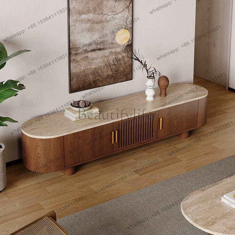 

Retro, solid wood TV, living room household floor locker, multi-functional wall-to-wall simple floor cabinet