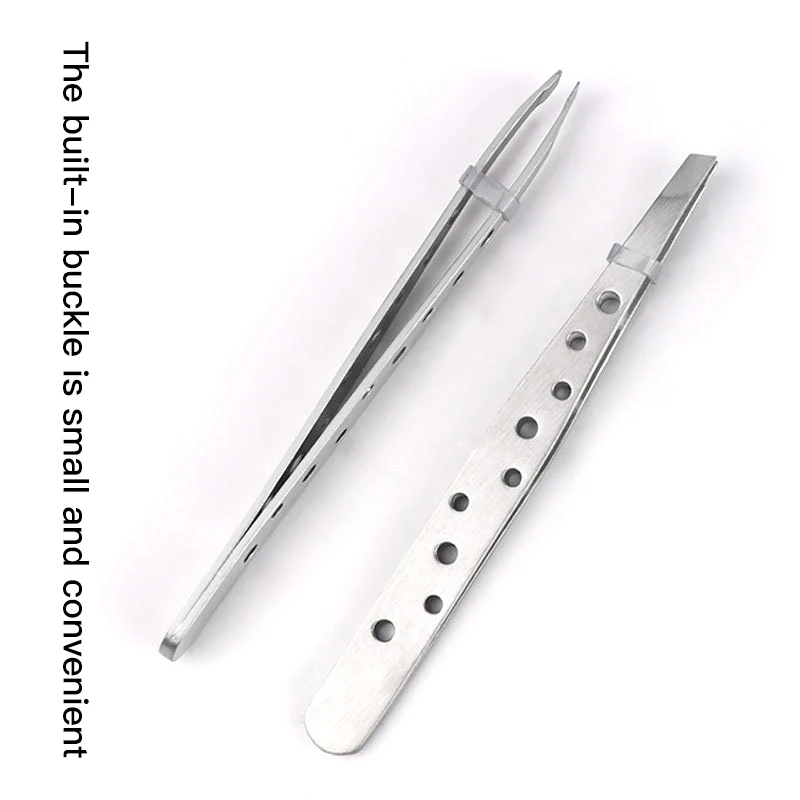 Hole Eyebrow Clip Stainless Steel Oblique Mouth Eyebrow Clip Sanding Eyebrow Trimming Tweezers Eyebrow Pliers Make Up Tools