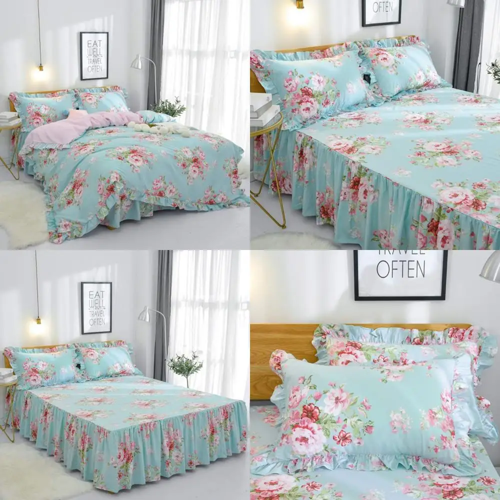 مجموعة غطاء لحاف من القطن على شكل زهور لأسرة النوم ذات الحجم المزدوج، ناعمة ومسامية، مناسبة للفتيات #1