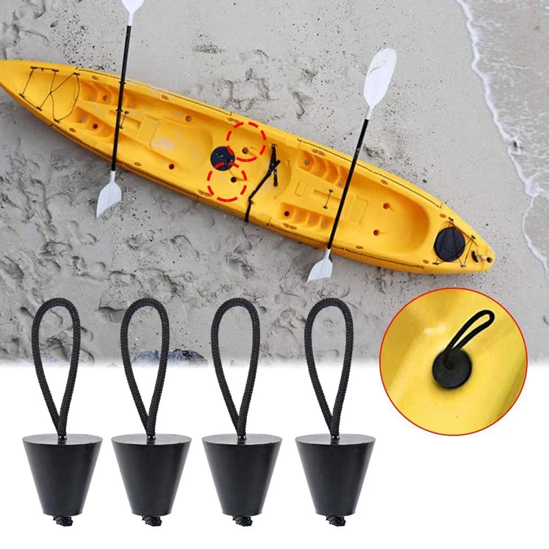 Kayak Handles Boat Side Mount Replacement Handles,Kayak T-Handle Universal Scupper Plug Kit Canoe Drain Holes Stopper