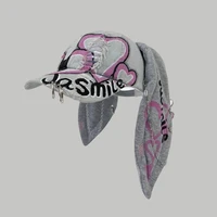Celebrity-Inspired Niche Rabbit Ear Denim Ripped Baseball Cap Washed Graffiti Hip-Hop Sun Hat Trendy Cap - Image 2